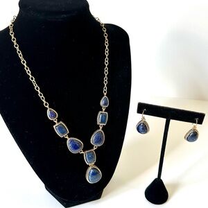 STUDIO BARSE LAPIS LAZULI Blue & Gold Necklace & Earring Set